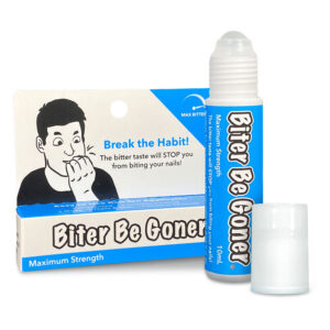 Biter Be Goner - A roll-on nail biting deterrent on display with the cap off showing the easy to use roll-on applicator.